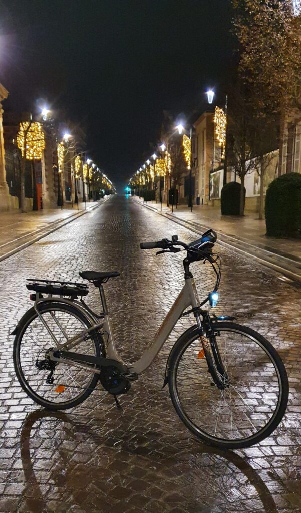 vélo électrique sur les pavés de l'Avenue de Champagne à Epernay